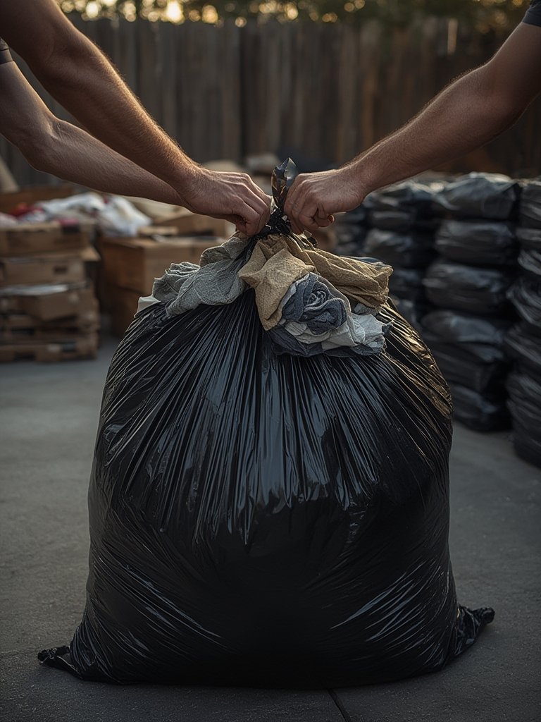 large trash in action