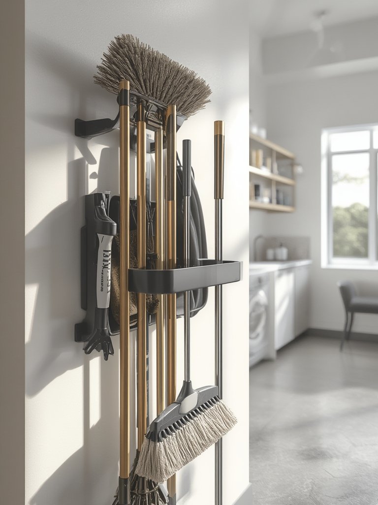 broom holder in action